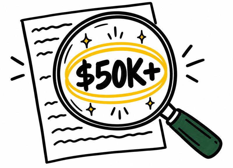 Doodle: a magnifying glass finding $50K+ in leaks on a sheet