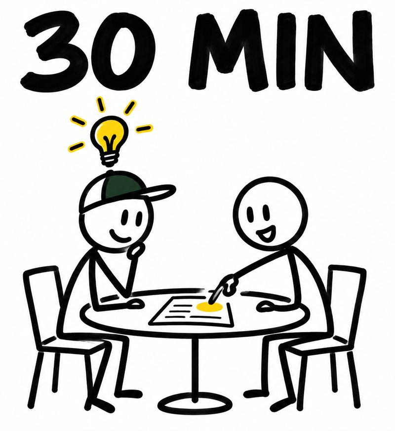 Doodle: two people going over the sheet together in 30 minutes