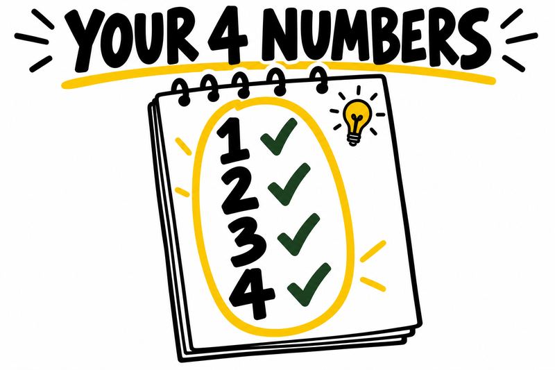 Doodle: a notepad with your 4 numbers checked off